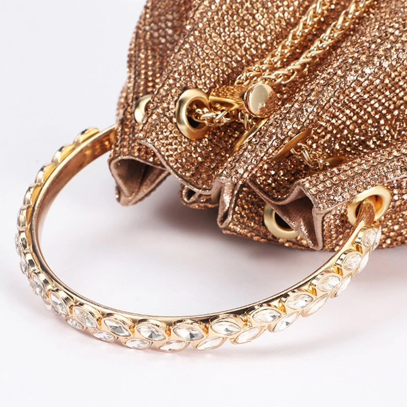 Handbag Diamonds Evening Bag with Ring Handle Shoulder Bag for Street Shooting