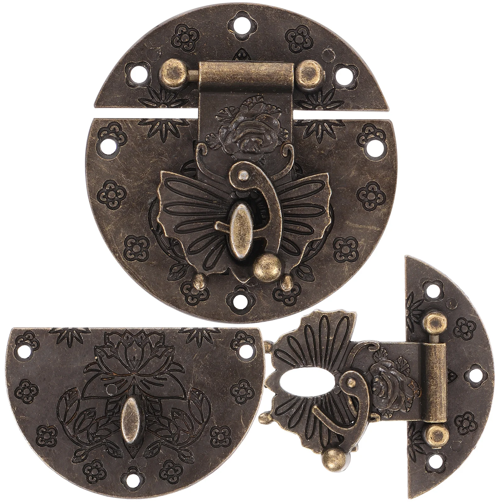 

2 pcs Vintage Jewelry Case Hasp Wooden Box Hasp Buckle Decorative Gift Box Hasp Locks