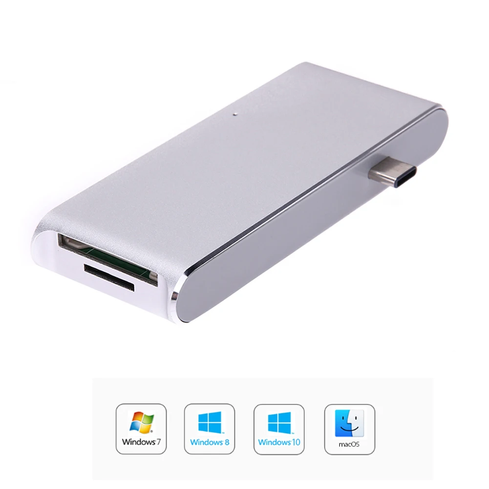 

USB-концентратор 6-в-1 с разъемами типа C и USB Type-C, устройство для чтения SD/TF-карт, 2 суперскоростных порта USB 3,0, 4K видео, HD выход