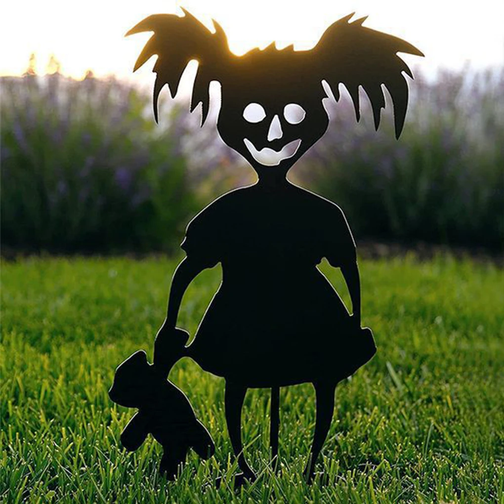 

Garden Decorative Pile Halloween Figure Silhouette Backyard Garden Lawn Metal Sign Themed Party Banquet Decoration