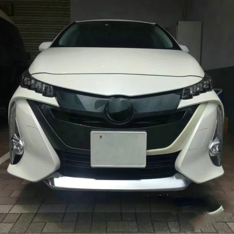 

For Toyota Prius Prime PHV 2017 2018 ABS chrome front grill grille cover trim front bumper hood frame garnish accessories