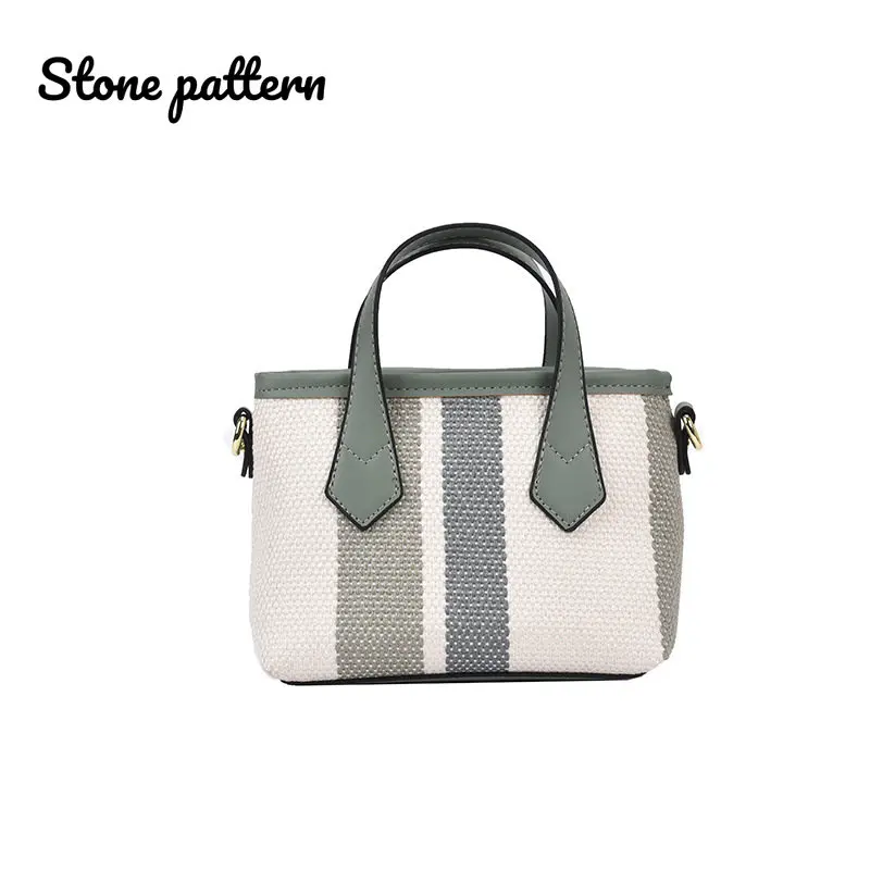 Weave Stitching Handbag for Women 2022 New Fashion Color Contrast Small Square Bucket Bags Female Shoulder Crossbody Bag Tote