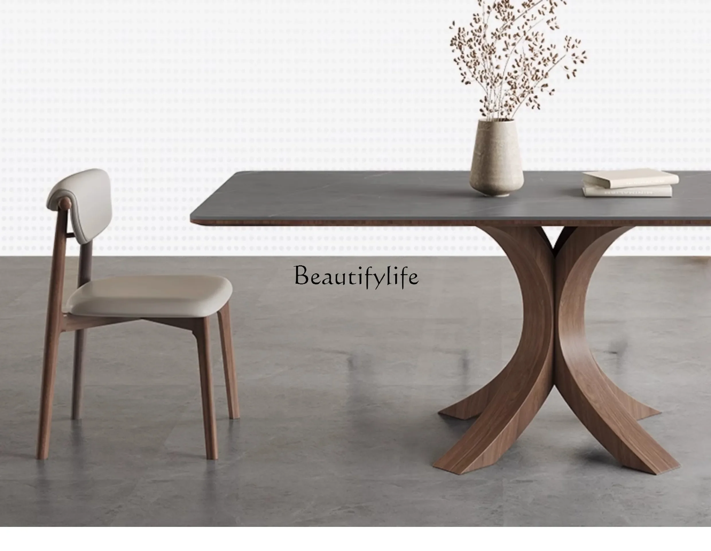 Обеденный стол из массива дерева в скандинавском стиле. Современный простой