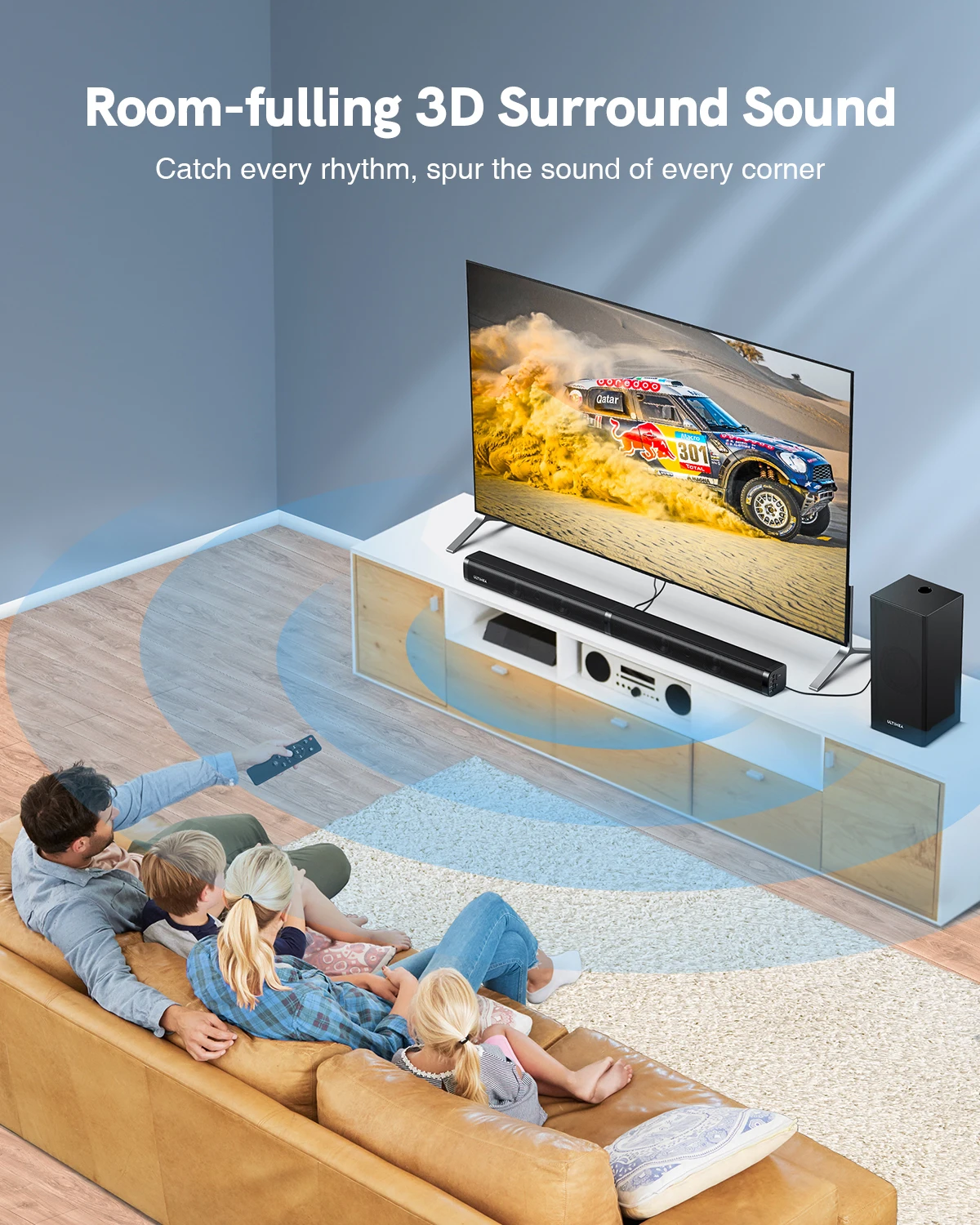 ULTIMEA 100W TV SoundBar 2.1 Bluetooth Speaker 5.0 Home Theater Sound System 3D Surround Sound Bar Subwoofer Bluetooth Speakers images - 6