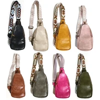 vintage chest bag for women striped wide strap shoulder bags luxury soft pu leather crossbody bag business messenger purses 2022