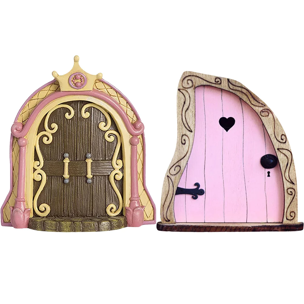 

Door Fairy Miniature Wooden Doors Gnome Garden Fairies Sculpture Decoration Wood Small Accessories Craft Elfyard Home House