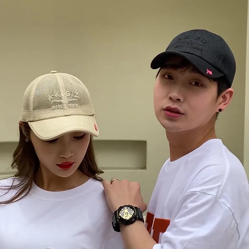 

2022 Summer For Men Shade Mesh Baseball Cap Letter Women Outdoor Sport Sunhat Male Sweat Adjustable Breathable Kpop Hat Dome E79