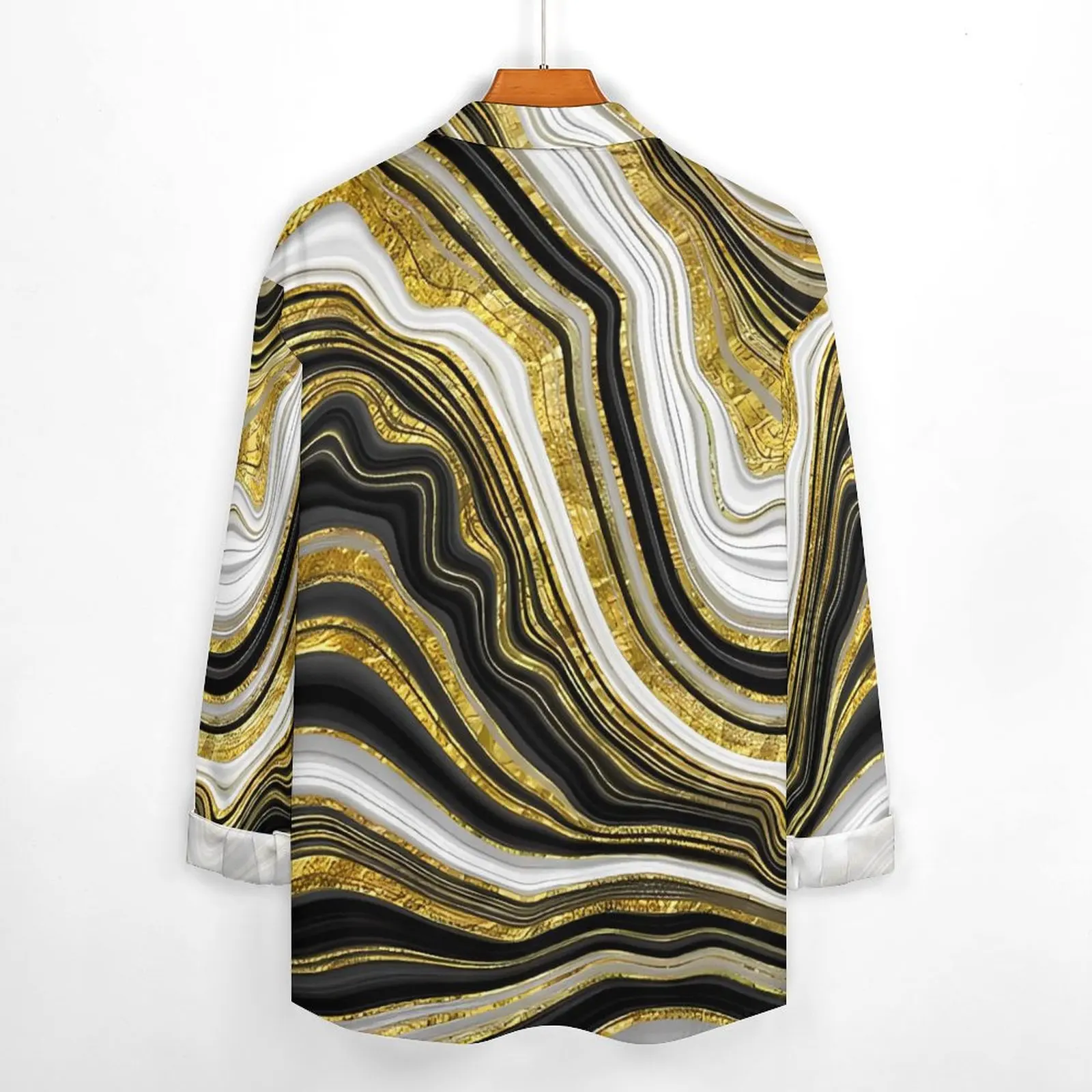Повседневные рубашки с золотым блеском и мраморным принтом мужская рубашка