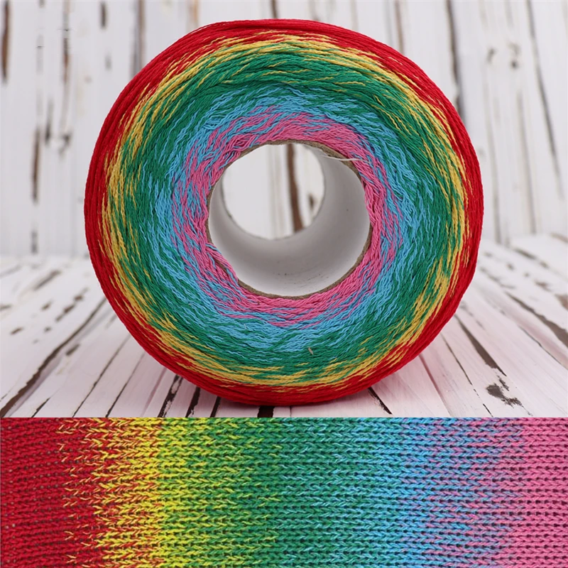 1000 Meters Rainbow Segment Dyed Summer Natural Flax Yarn 6 Strand DIY Knitting Baby Sweater Hat Cappa Knit Shirt |