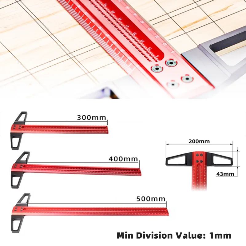 Деревообрабатывающая линейка 300/400/500 мм точная Алюминиевая для отверстий