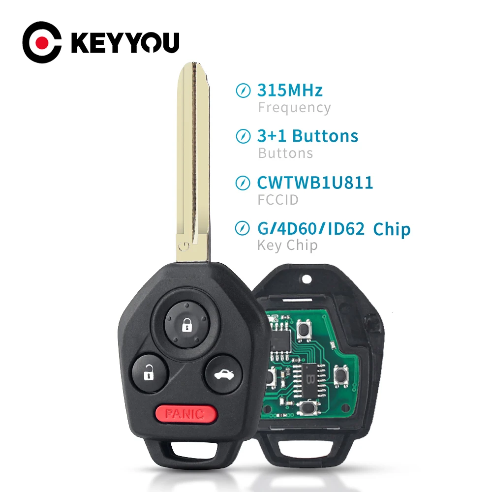

KEYYOU CWTWB1U811 315 МГц ID62 4D60G чип дистанционный Автомобильный ключ для Subaru Impreza WRX STI Forester Crosstrek Outback Legacy 2012-2019