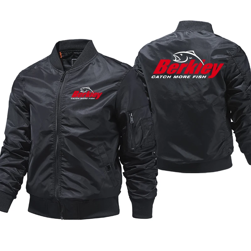 

Bmober Berkley Logo print Jacket Men High Quality Fashion Zipper Jacket Coat Top Men Thick Pilot Jacket Windproof fishing coat