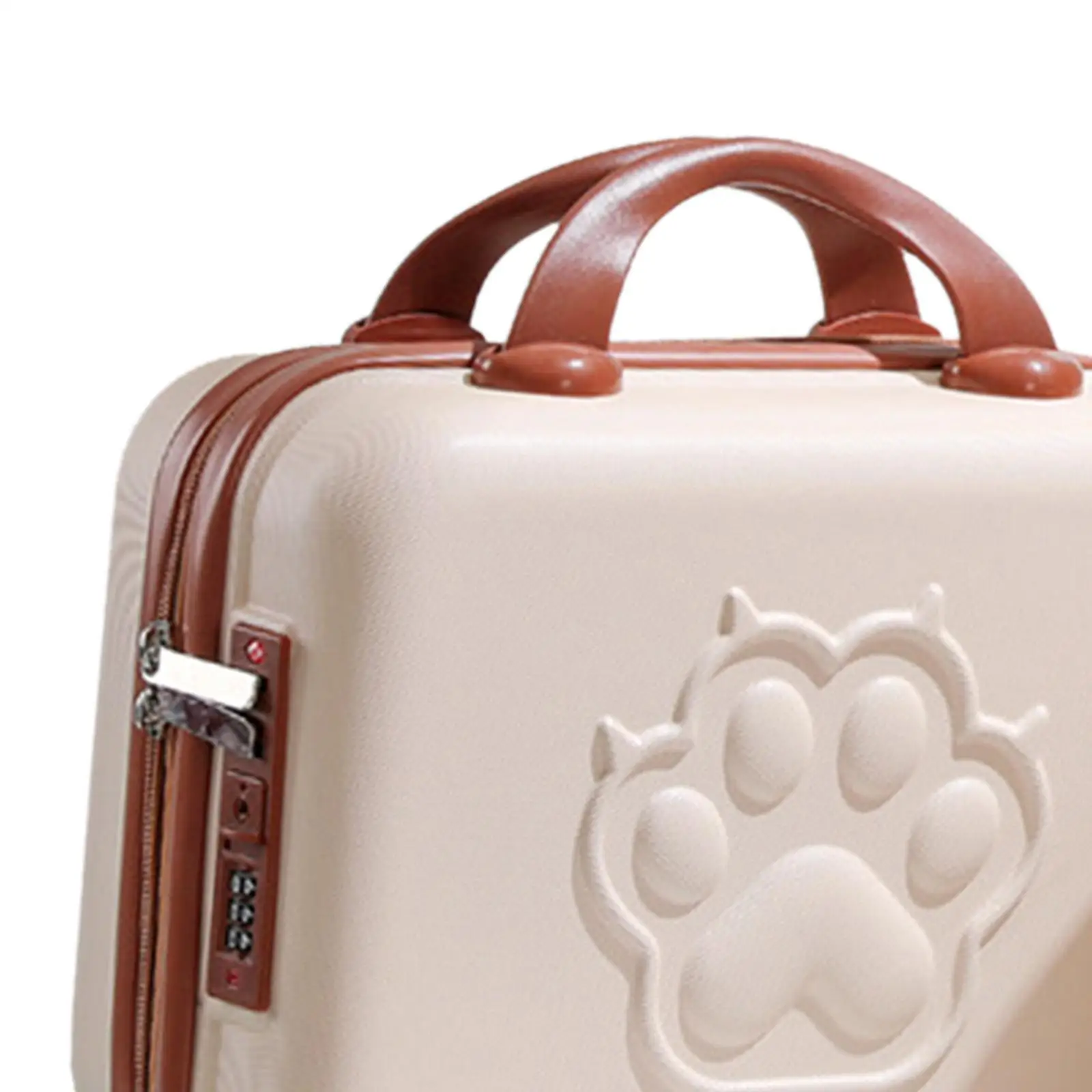 

14 inch Small Suitcase Case with Handle Password Lock Mini for Business Beige