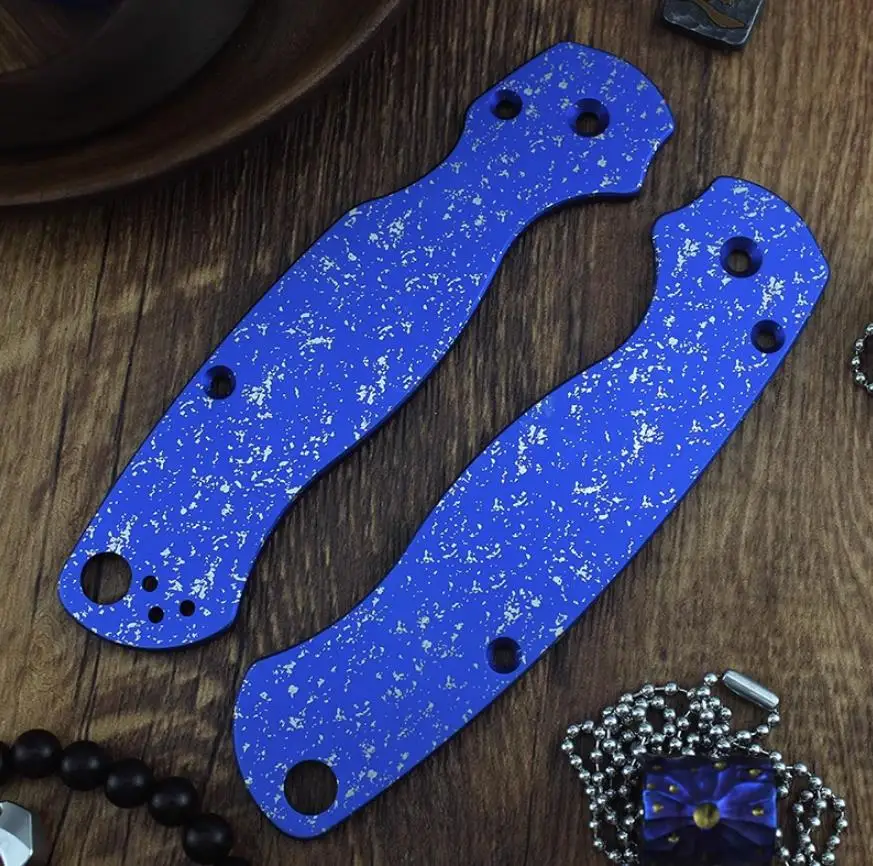 

1 пара самодельных голубых золотых точек TC4 ручка накладные весы для Spyderco C81 Para 2 складной нож аксессуары
