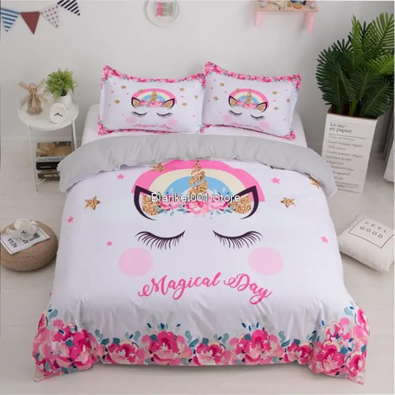 

Пододеяльник в виде единорога для детей, 2/3 предмета