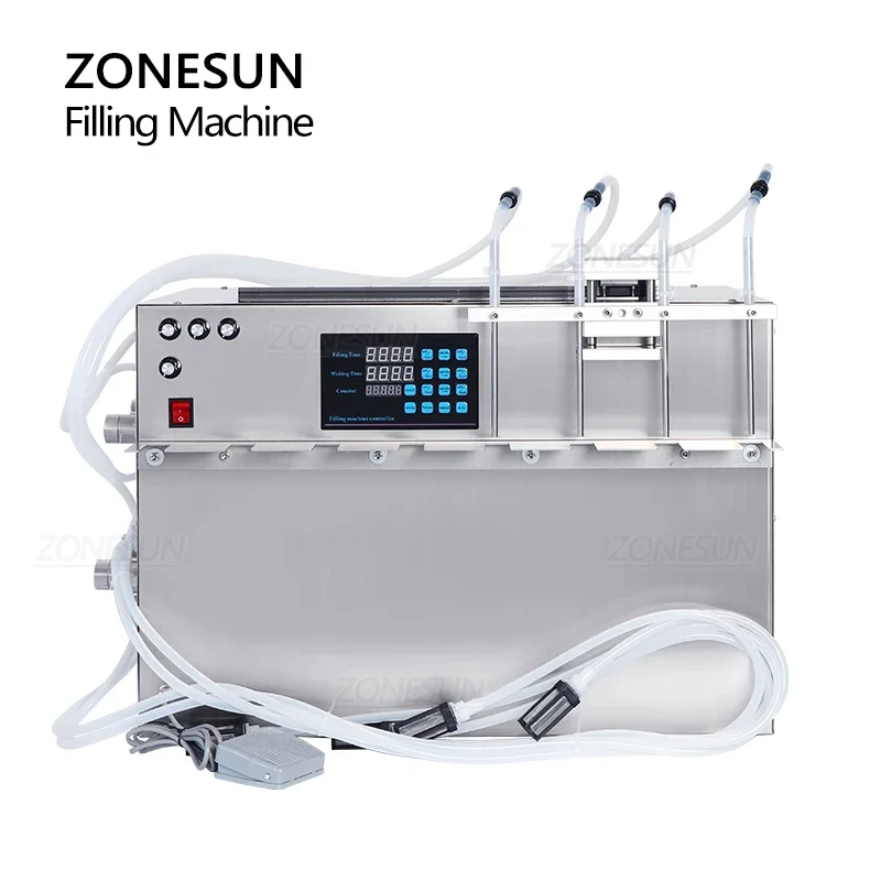 ZONESUN ZS-MPSP4 4-головочная полуавтоматическая машина для наполнения жидкостью в