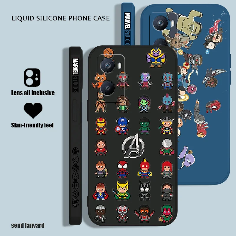Милые Мстители Marvel для OPPO A53S A52 A33 A32 A31 A16S A12 A11S A9 A5 F21 F11 2020 Pro жидкая левая веревка
