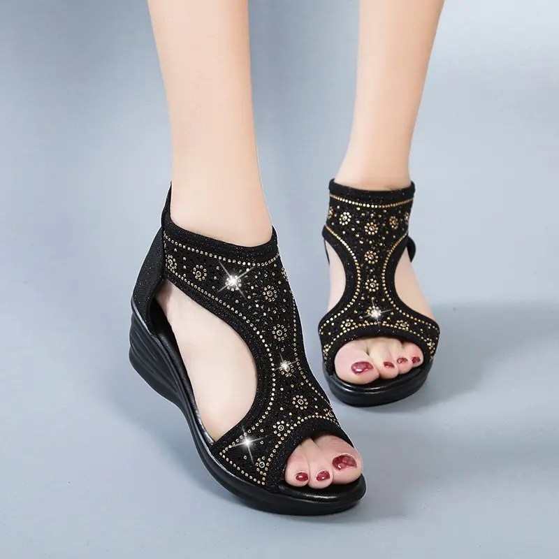 

Woman Wedges Sandals Luxury Wedges Shoes for Women Elegant Platform Ladies Sandals Rome Fashion Heels Sandals 2023 Summer New