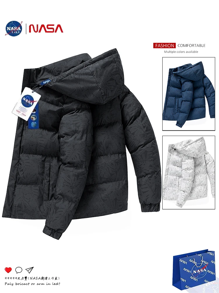 Official Website Joint Name Hood Cotton-Padded Coat Men's Winter Thickened Warm Casual Jacket down ...