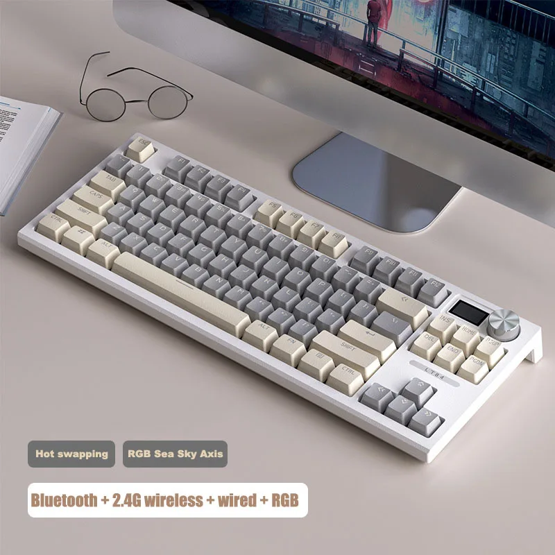 

84 Key Mini Game Mechanical Keyboard Supports Bluetooth 2.4G Wired Type-C Connection RGB Backlight Display DIY