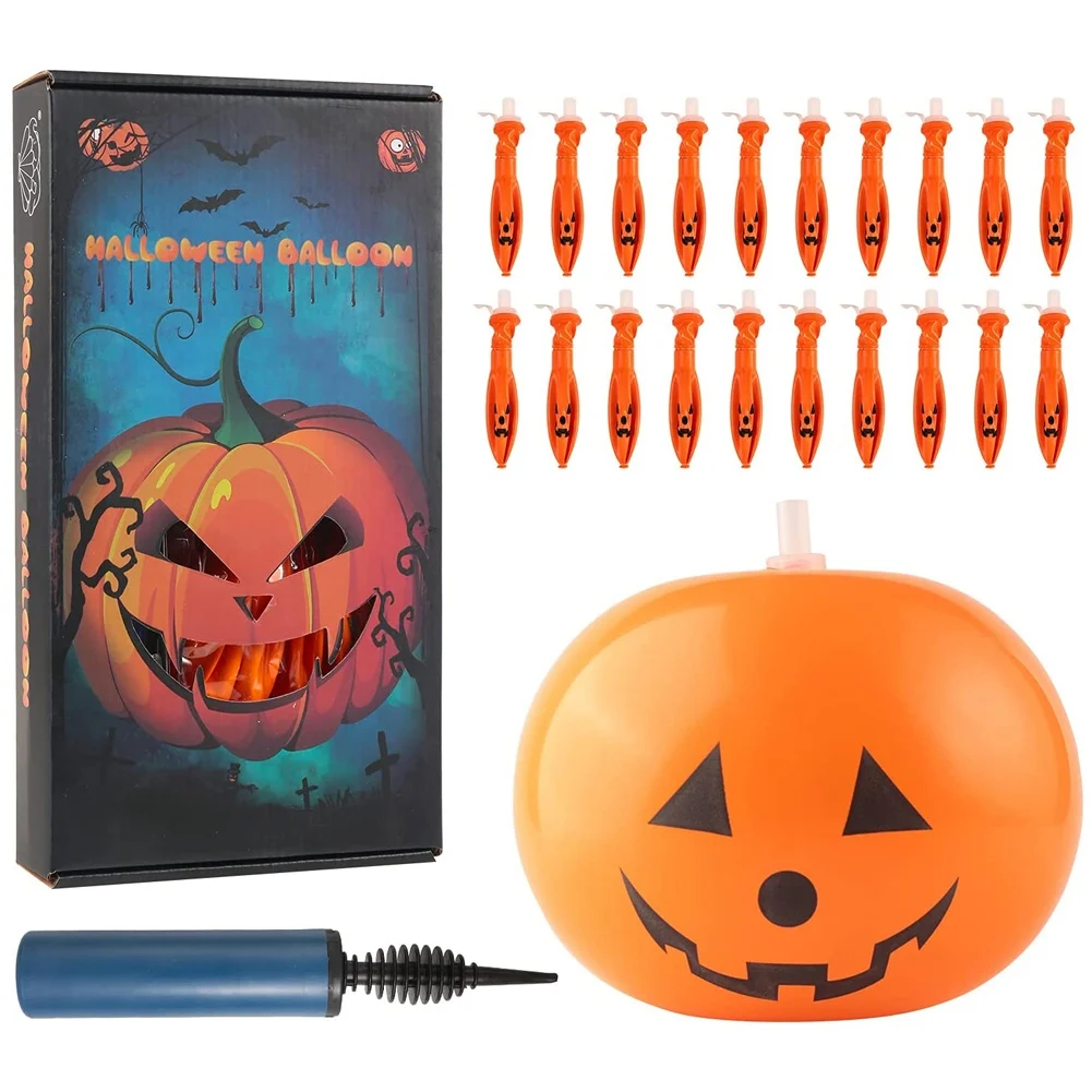 

Halloween Pumpkin Balloons 20 Packs Balloons with Air Ball Pump LED Light Up Balloons Pumpkin Lantern Party Supplies