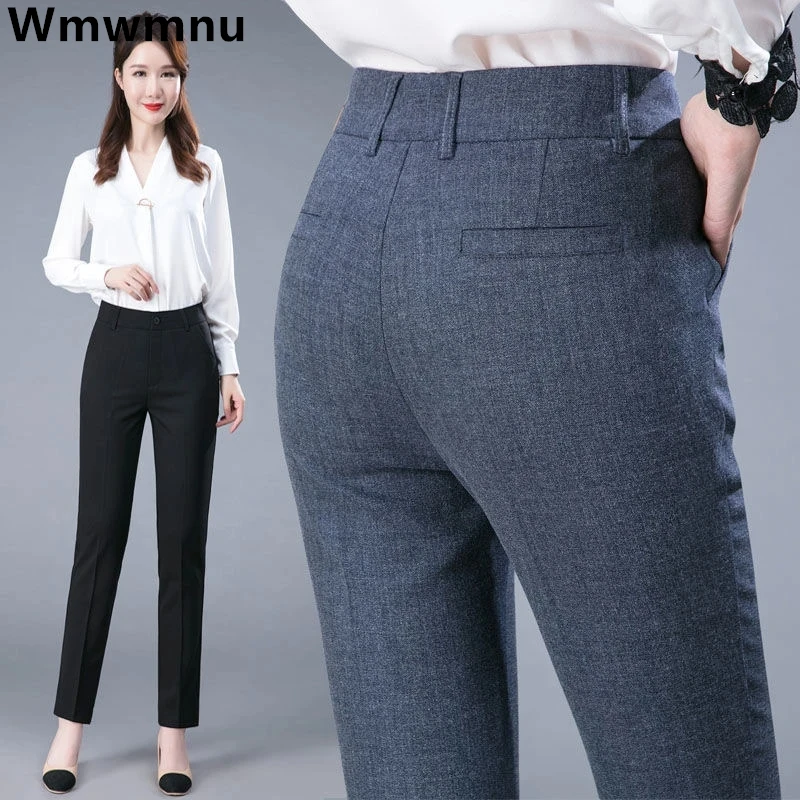 New Formal Pencil Ankle-length Pants For Women High Waist OL Sweatpants Classic Pantalones Straight Chic Trousers Slim Spodnie