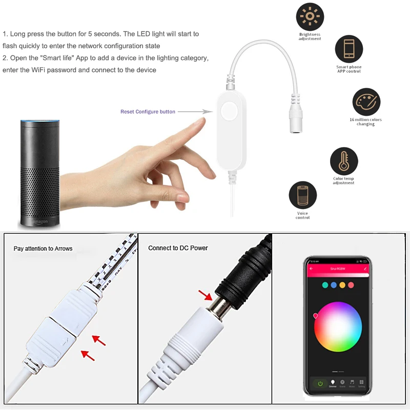 wifi tuya app remote control rgb led under cabinet lights dimming kitchen counter furniture lighting kit for alexa google home free global shipping