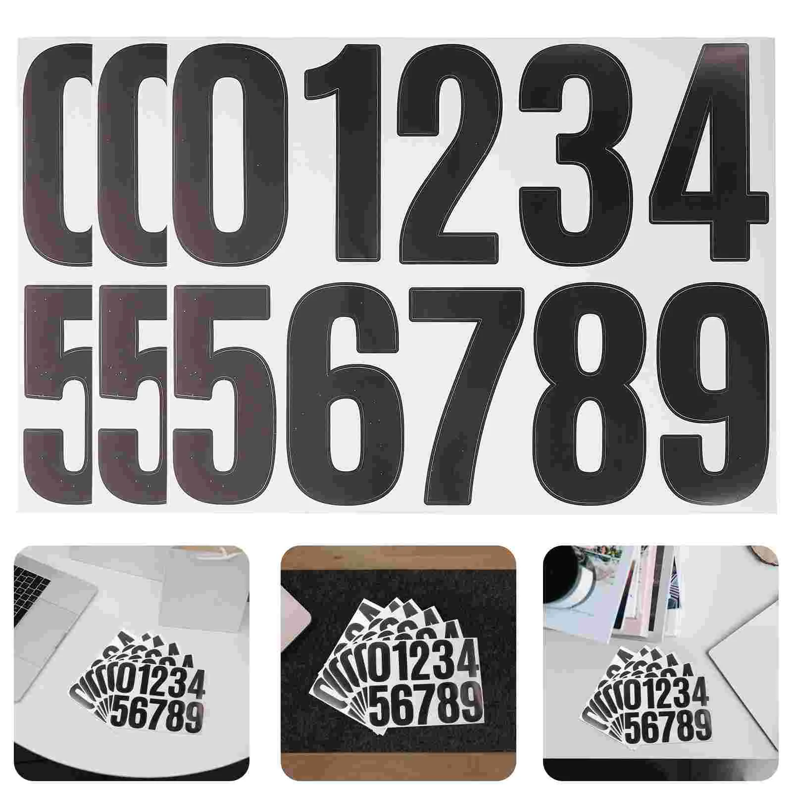 

6 Sheets Number Stickers White Mailbox Numbers Adhesive Bins Large Block DIY Trash Can House