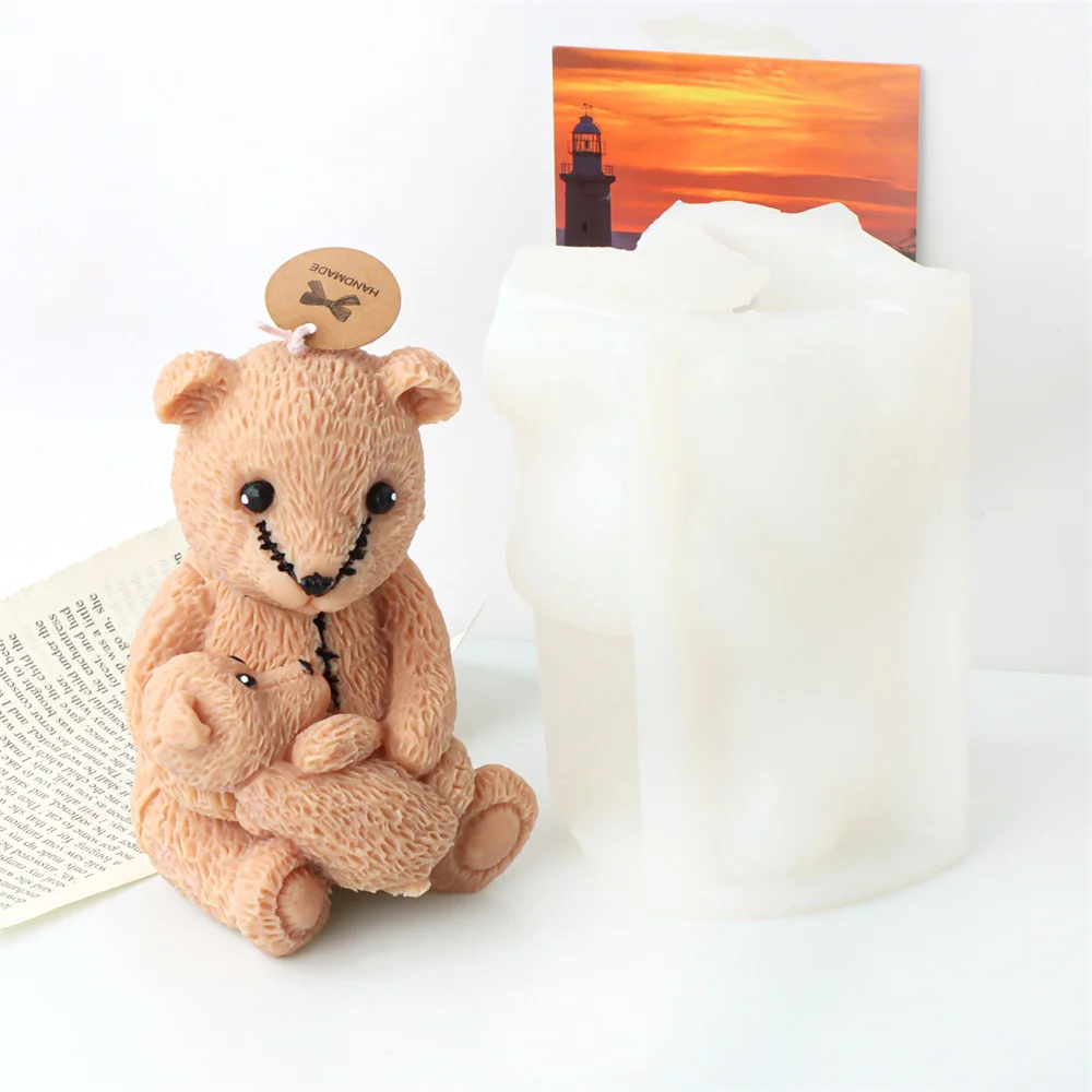 3D плюшевый мишка силиконовые формы для свечей держащие детский стежок форма