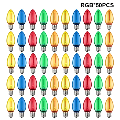 Genixgreen 50 шт. C7 многоцветные светодиодные лампочки E12