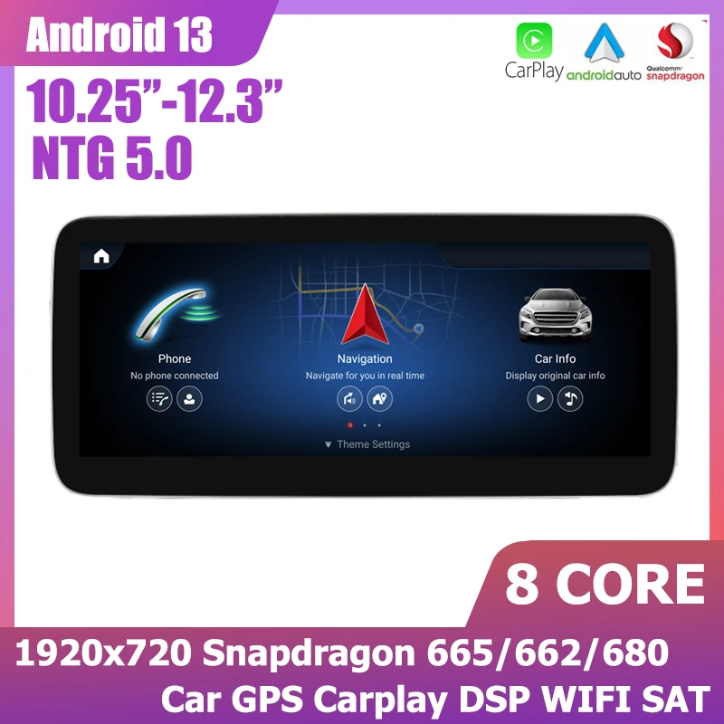 Carplay 12 3-дюймовый DSP GPS-плеер Android 13 для Mercedes Benz A/GLA-Class X156 C117 W463 W176 NTG 5.0 Snapdragon BT WIFI 4G LTE