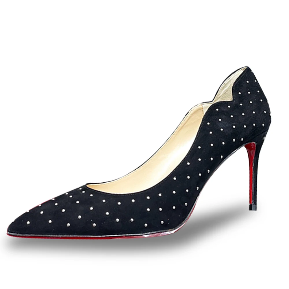 

Luxury Designer Pumps High Heels Red Bottom Dot Pointed Toe Curt Cut Stiletto Heels Sexy Women Wedding Party Dress Shoes
