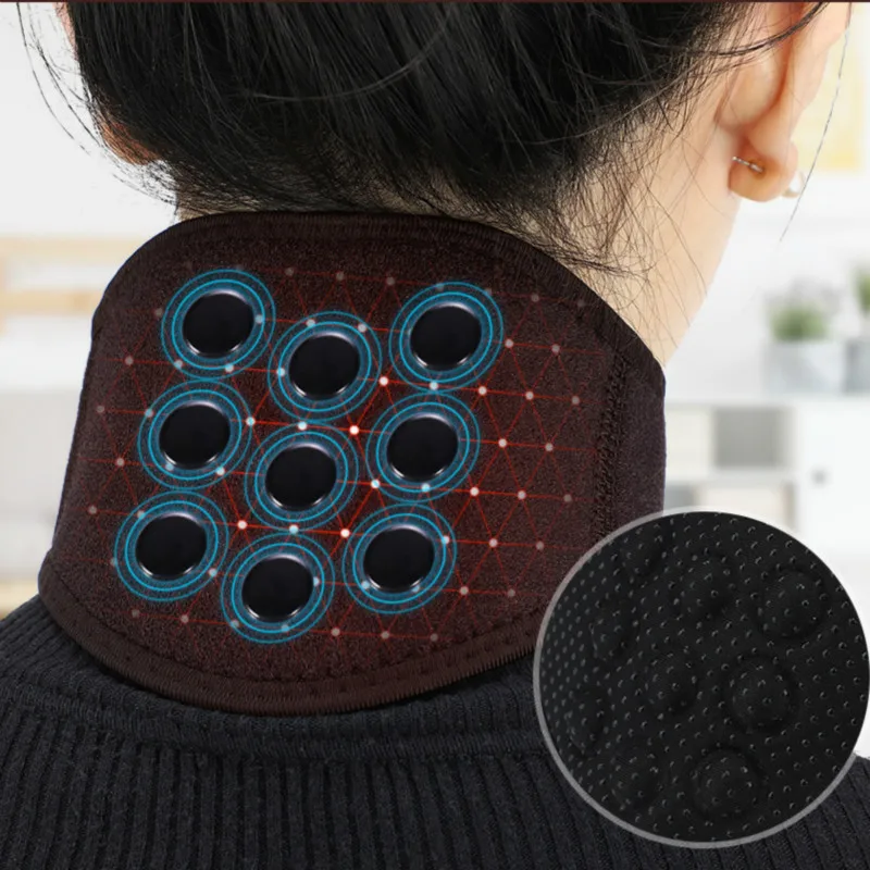 

Health Neck Care Neck Support with 9pcs Magnets Massager Tourmaline Self-heating Neck Brace Belt for Neck Cervical Pain Relief
