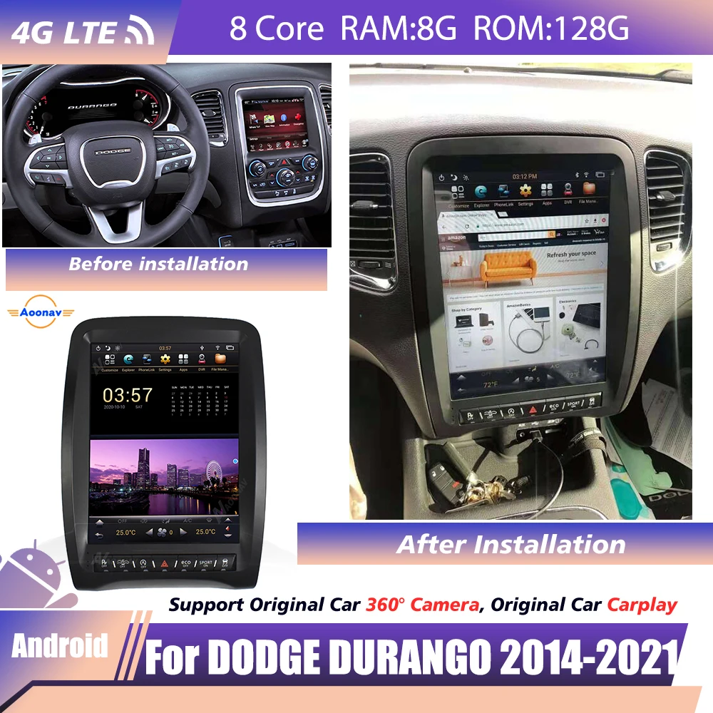 

Auto Stereo Car radio For DODGE DURANGO 2014 2015 2016 2017 2018-2021 2 din receiver touch Screen for car Head Unit Player