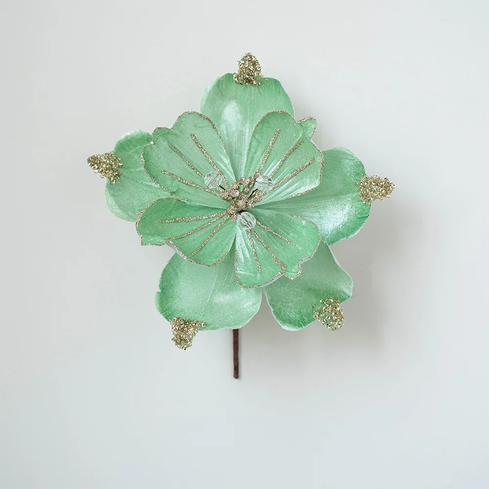 22 см искусственный рождественский цветок блестящая реалистичная рождественская пуансеттия ручной работы красивый рождественский елочный венок новогодний декор