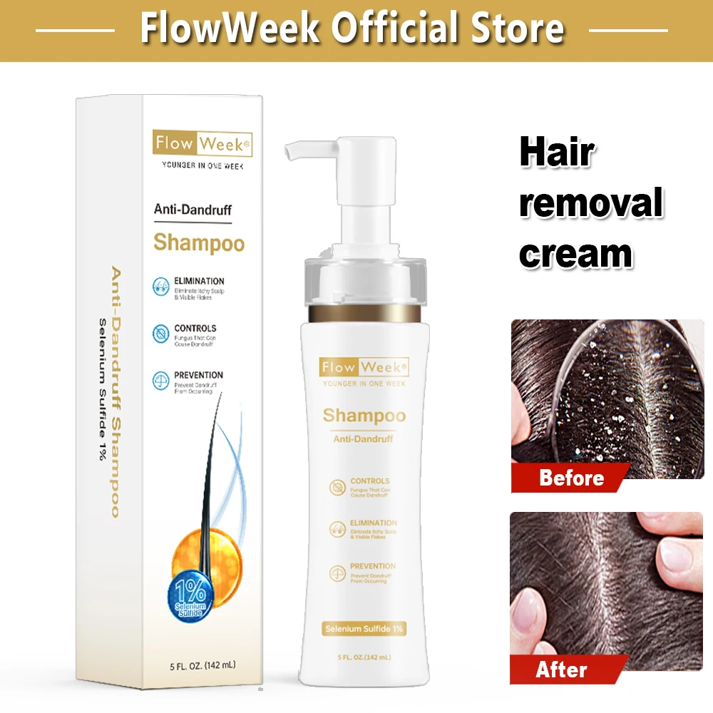 

FlowWeek Remove Dandruff Anti Itching Shampoo Treatment Seborrheic Scalp Oil Control Cleansing Scal Antibacterial Mite Hair Care