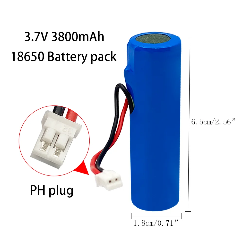 

3.7V Li ion rechargeable battery, 3800 MAH, 18650 battery with replacement socket, DIY line for emergency lighting