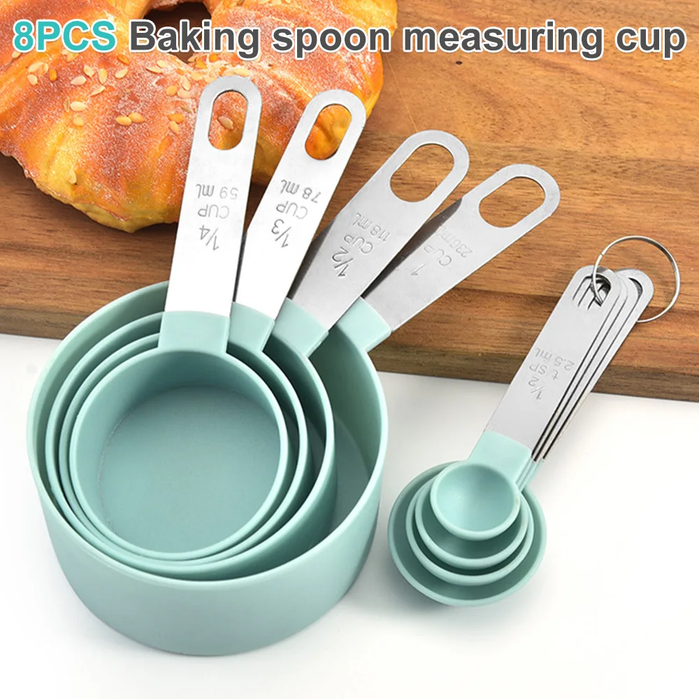 

8 шт., мерные стаканы и ложки с ручкой из нержавеющей стали