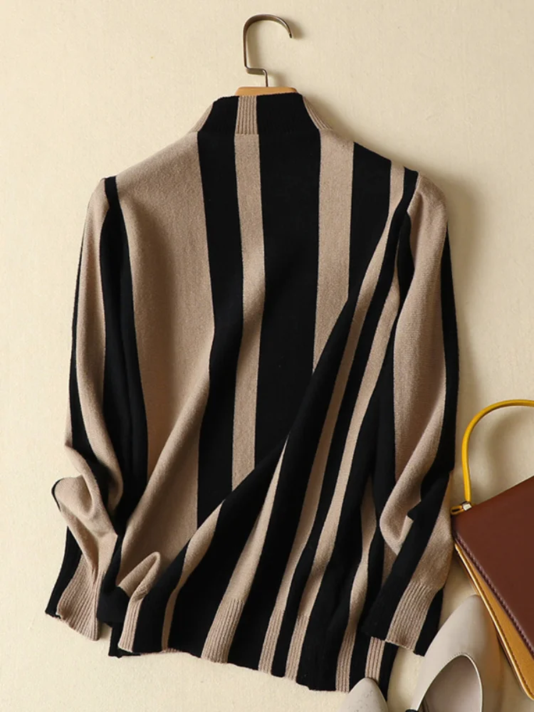 2022 полосатый Женский свитер и пуловеры вязаный свободный женский элегантный