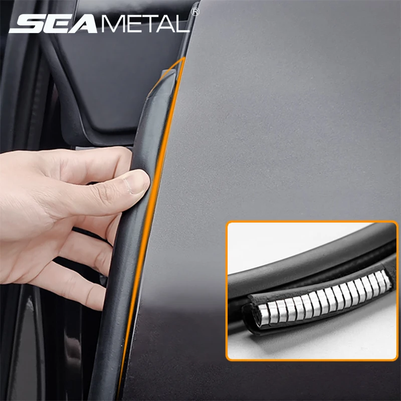 SEAMETAL Car Door Edge Scratch Protector Strip B Pillar Rubber Moulding Trim Protection Side Adhesive Sealing Guard Stickers