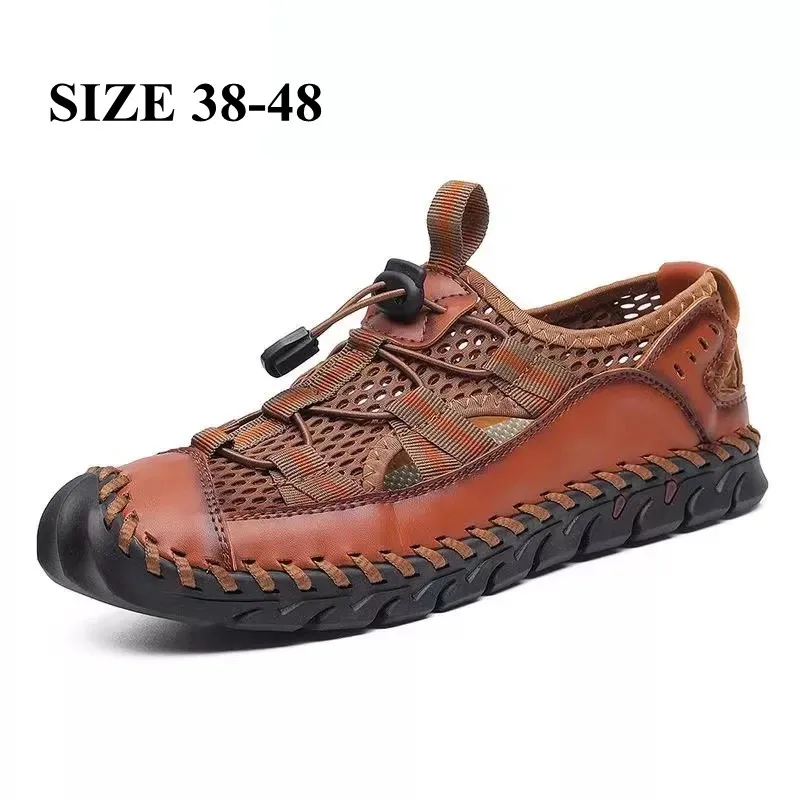 

Xiaomi Man New Summer Sandals Breathable Men Shoes Leather Mesh Outdoor Men Antiskid Beach Sandals Hollow Shoes