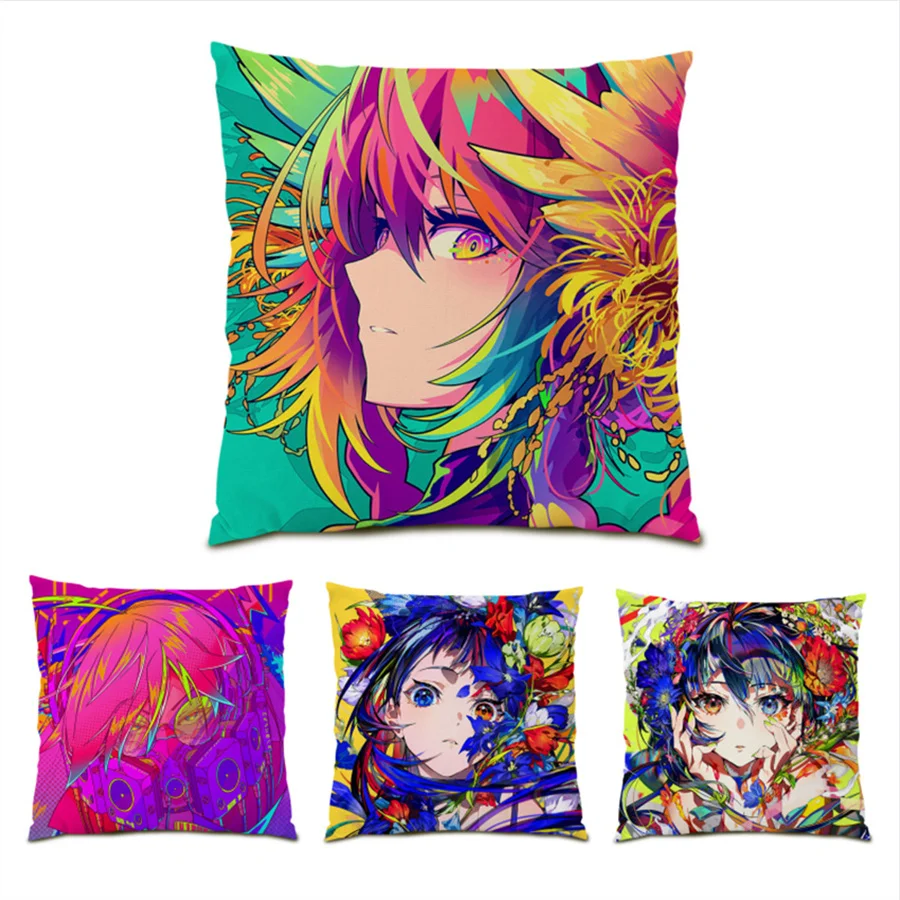 

Polyester Linen Sofa Decorative Pillow Cases Sleeping New Year Velvet Cushion Cover 45x45 Cushions Covers Anime Home Decor E0213