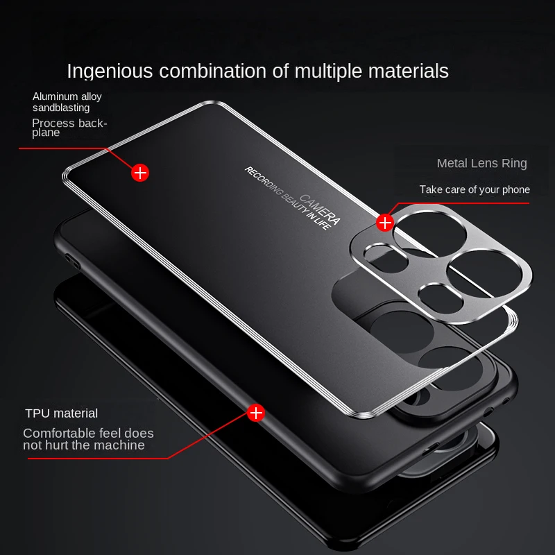 Матовый металлический задний чехол из алюминиевого сплава для OPPO Find X8 Reno 8 13 Pro A78 5G