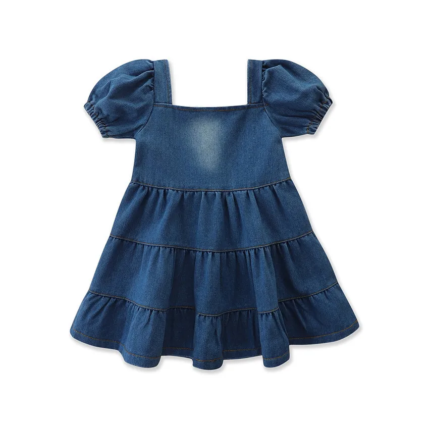 

Summer Girls Denim Dress Cotton Solid Kids Clothes