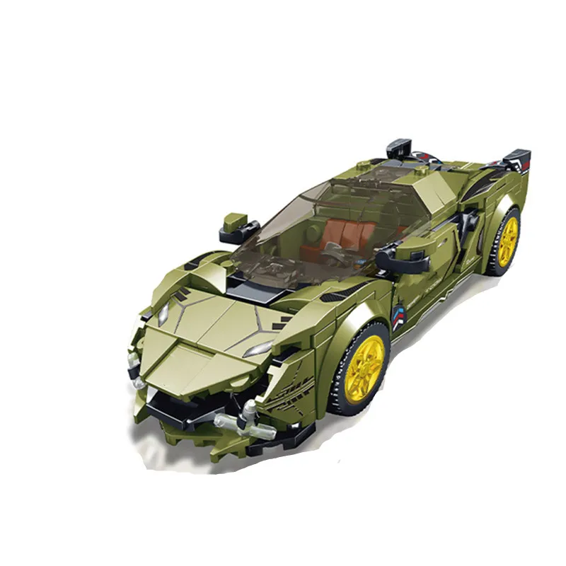 

Новинка 2023, серия чемпионов MOC Speed L-am-b-or-gh-ini, знаменитый суперкар, гоночный автомобиль, спортивные строительные блоки, кирпичи, наборы, Класси...