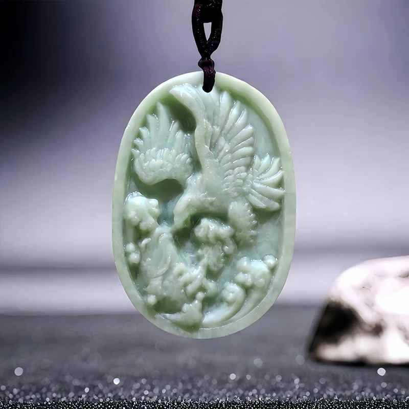 Ожерелье с подвеской из натурального нефрита резное ювелирное изделие талисманы
