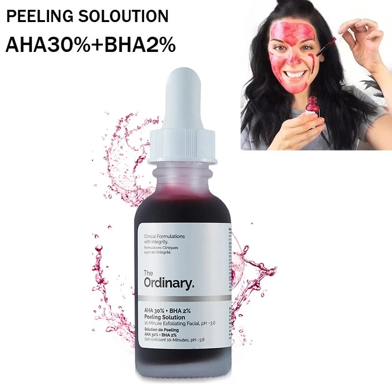 

Ordinary Face Makeup Peeling Solution AHA 30% + BHA 2% Acne Removing Serum Repair Hyaluronic Acid Face Skin Care 30ml