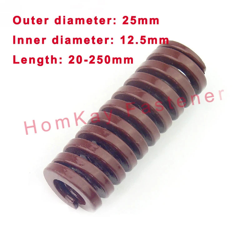 

1/2PCS Brown Extra Heavy Load Die Spring Outer Dia 25mm*Inner Dia 12.5mm*Length 20-250mm Spiral Stamping Compression Die Spring