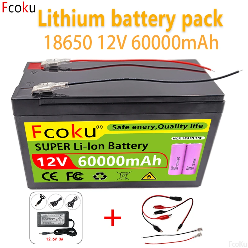 

Aicherish 12V 60AH Built-In MBS Lithium Battery Is Suitable For Electric Vehicle Solar Rechargeable Battery + 12.6V 3A Charger