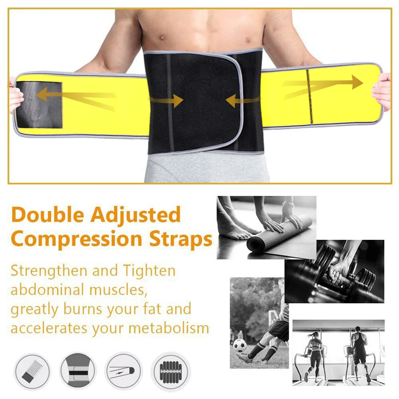 NINGMI Men Waist Trainer Slim Body Shaper Modeling Belt Sports Top Waist Cinchers Neoprene Sauna Strap Corset Slimming Shapewear